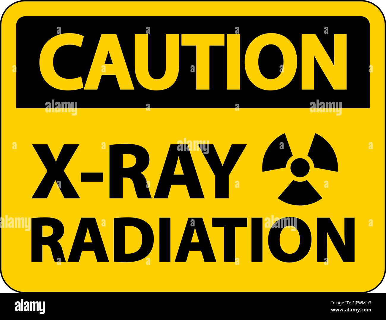 Caution X-Ray Radiation Sign On White Background Stock Vector