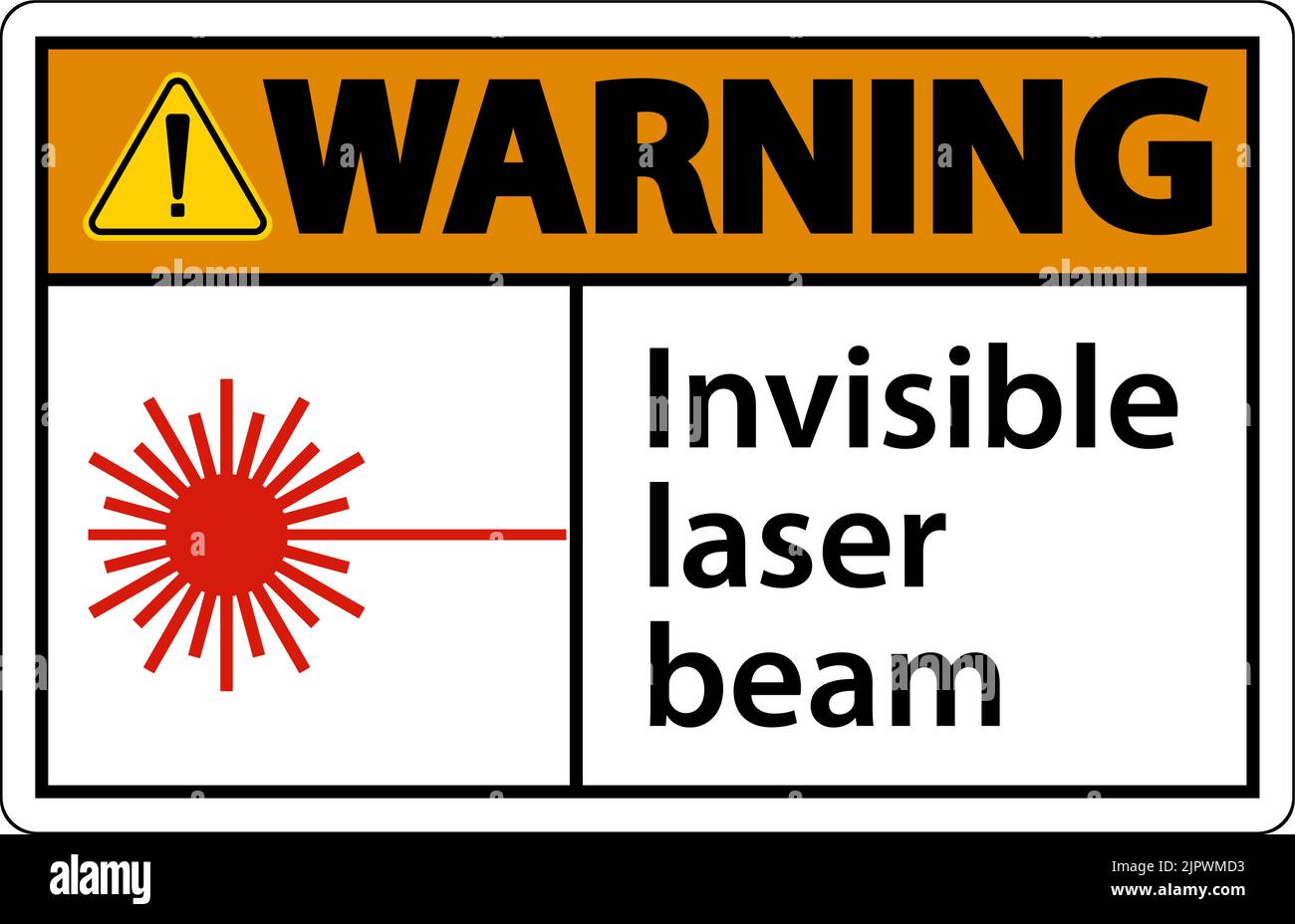 Warning Sign invisible laser beam On White Background Stock Vector ...