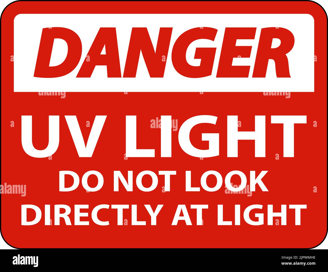 UV Light Do Not Look Directly At Light Sign On White Background Stock