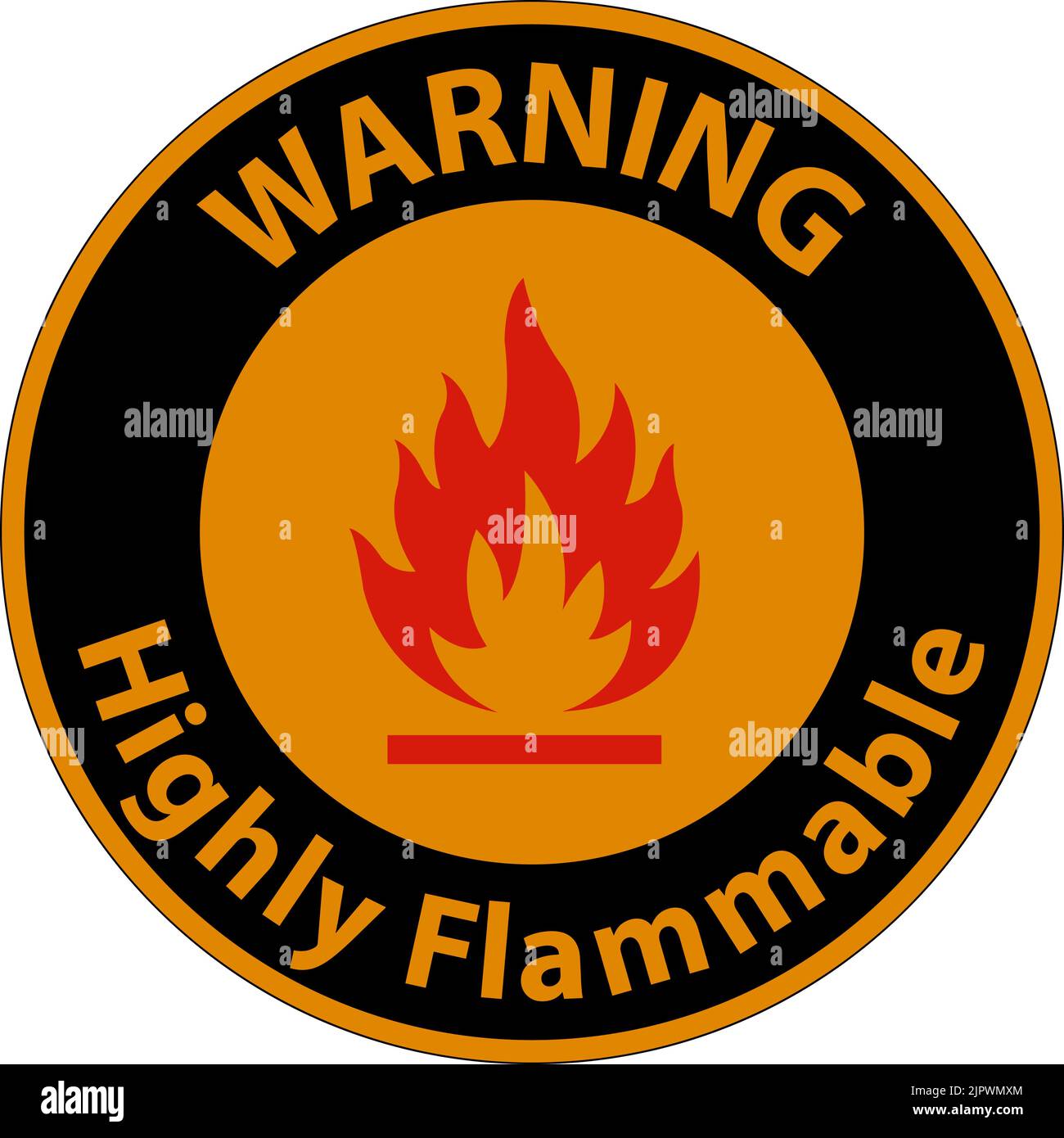 Warning Highly Flammable Sign On White Background Stock Vector
