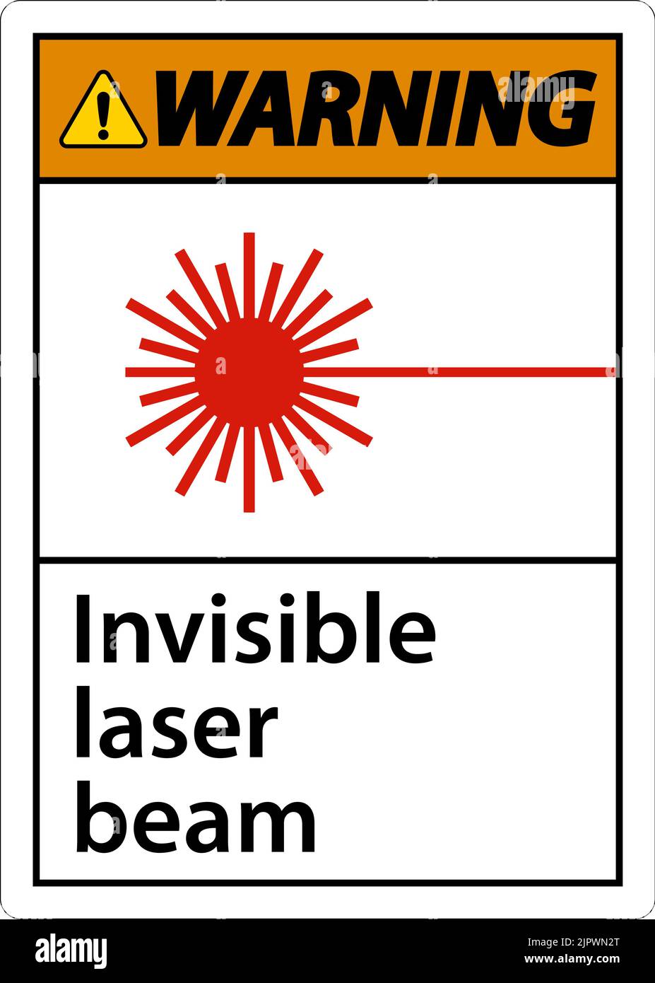 Warning Sign invisible laser beam On White Background Stock Vector