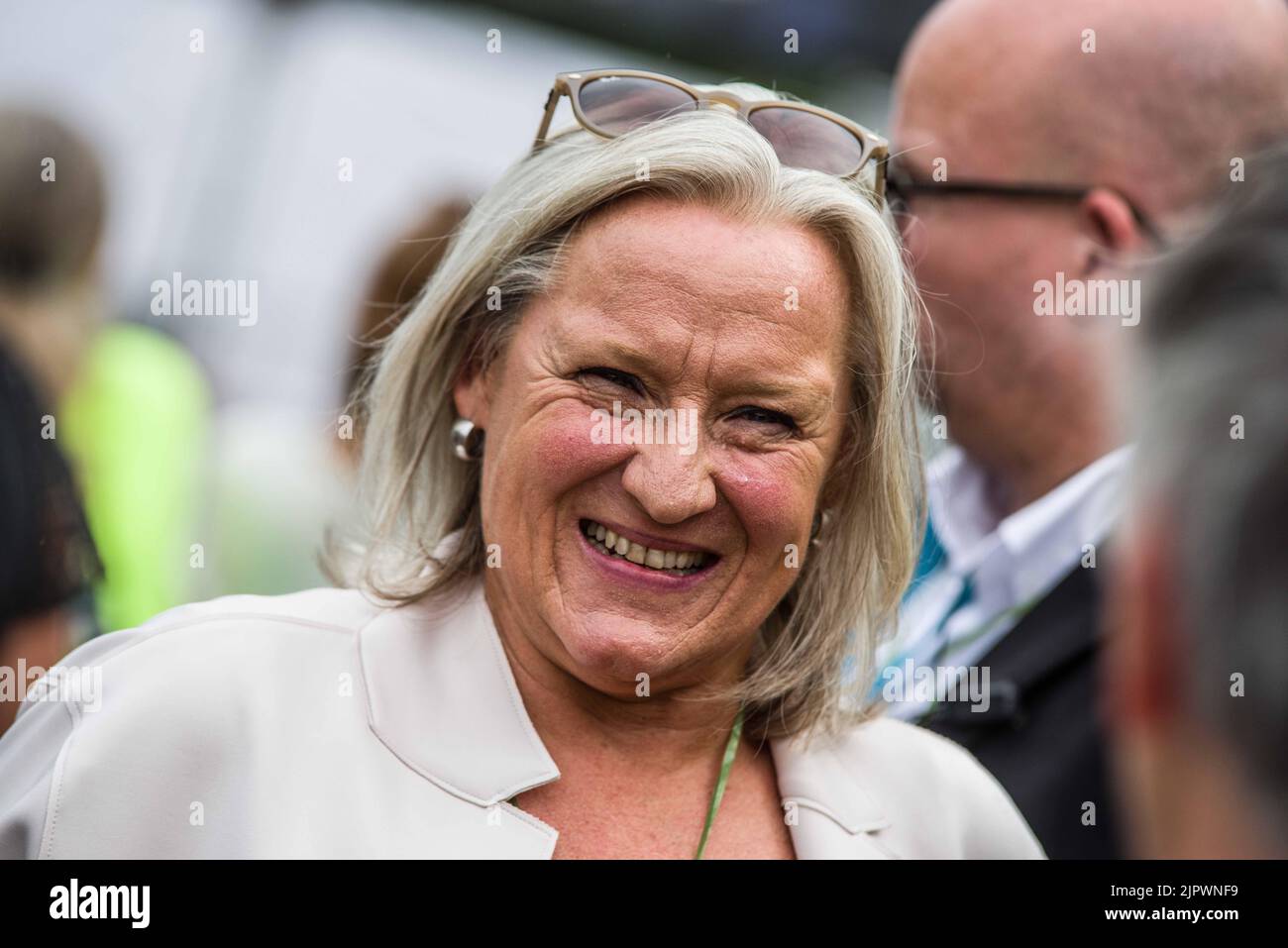 Nuremberg, Bavaria, Germany. 20th Aug, 2022. Attorney BEATE BAHNER. Marching under the historical slogan of 'Nuremberg Codex'' (Nuernberger Kodex) and on the two-year anniversary of their unsuccessful storming of the Reichstag, conspiracy theorists, Reichsbuerger (sovereign citizens), anti-vaxxers, Corona deniers, and anti-state extremists from throughout Germany assembled in Nuremberg to protest what they see as 'human experimentation'' regarding vaccinations and specifically the non-obligatory Corona vaccines. Over the past two years, the QAnons and conspiracy theorists have been ca Stock Photo