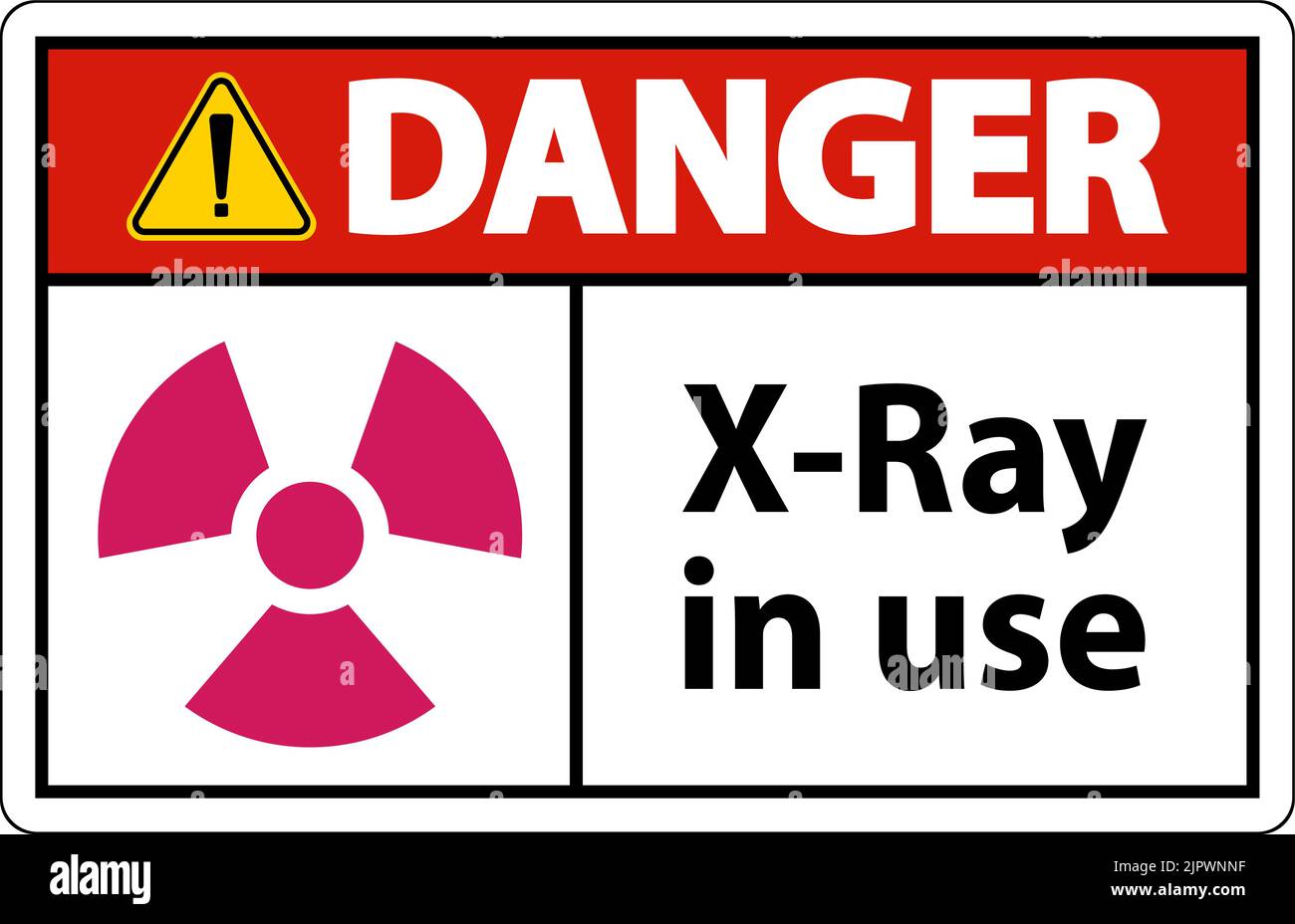 Danger Sign x-ray in use On White Background Stock Vector