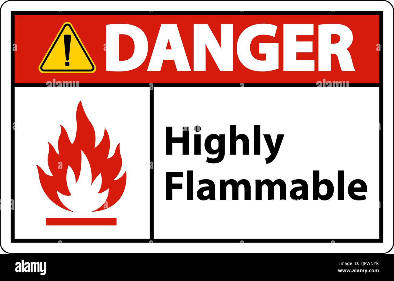 Caution Highly Flammable Sign On White Background Stock Vector