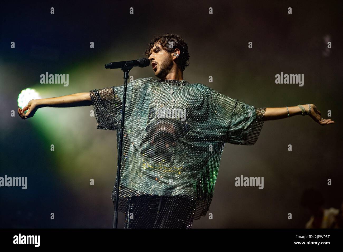 2022-08-20 20:26:07 BIDDINGHUIZEN - The Belgian electro-pop act Oscar and the Wolf with frontman Max Colombie will perform during the second day of the three-day music festival A Campingflight to Lowlands Paradise. ANP PAUL BERGEN netherlands out - belgium out Stock Photo