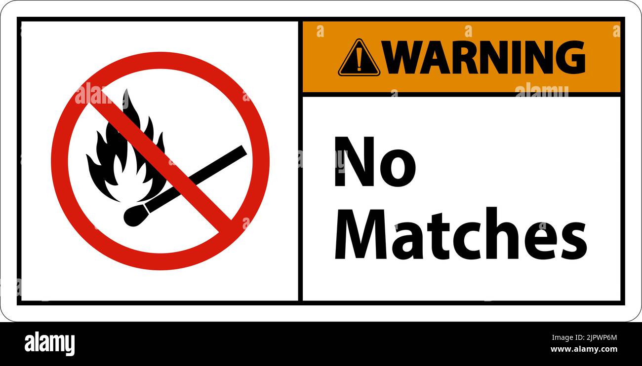 Warning No Fire, No Matches or Open Flame Sign Stock Vector Image & Art
