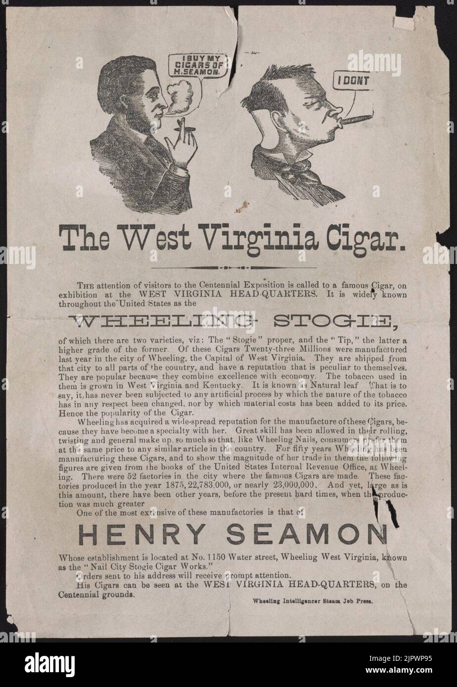 The West Virginia cigar - Wheeling Intelligencer Steam Job Press Stock ...