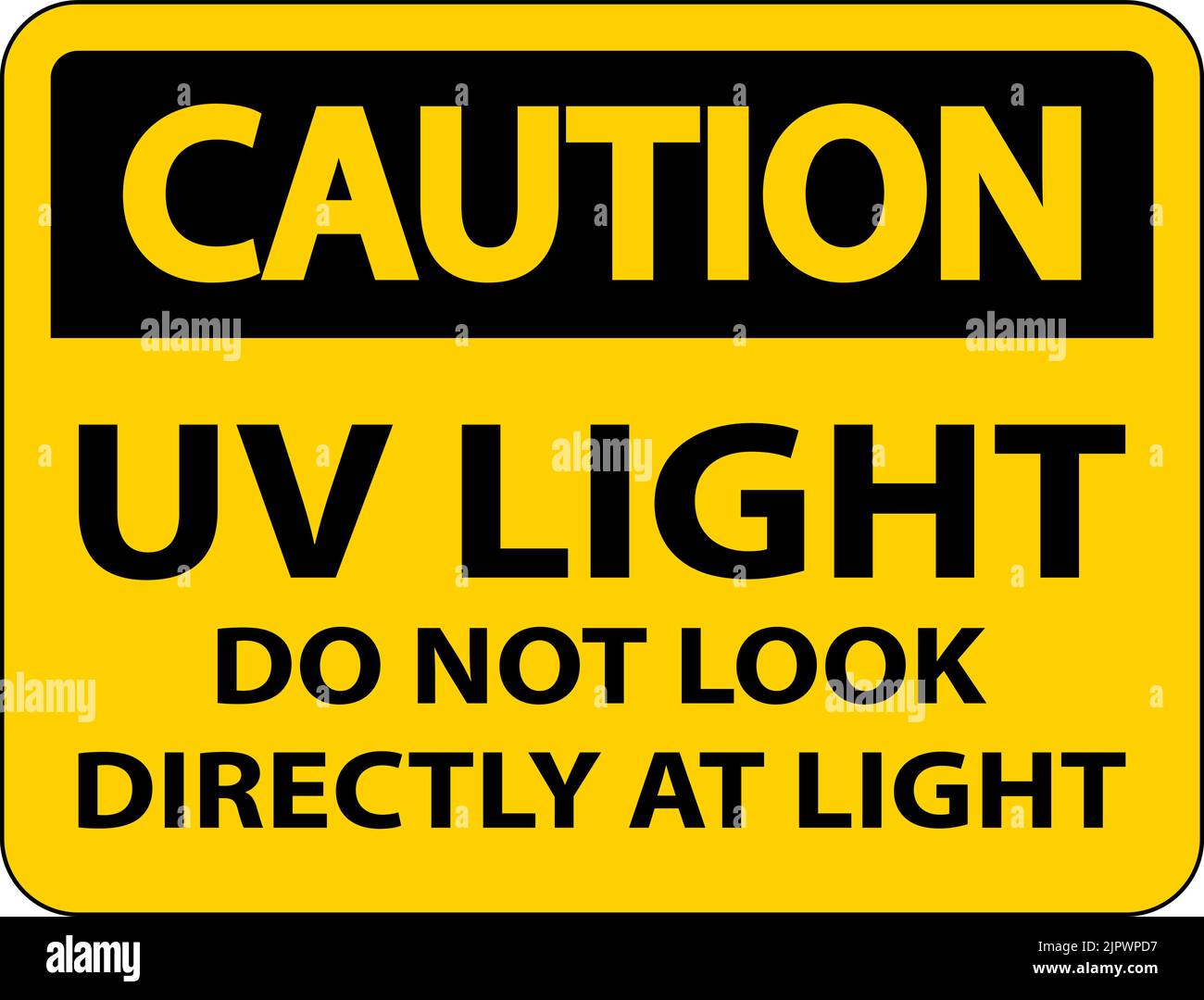 UV Light Do Not Look Directly At Light Sign On White Background Stock