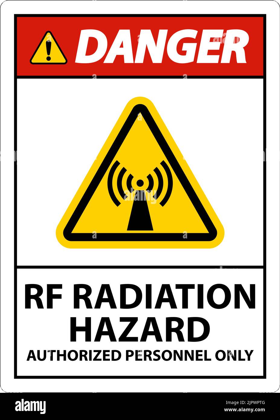 Danger RF Radiation Hazard Authorized Only Sign On White Background