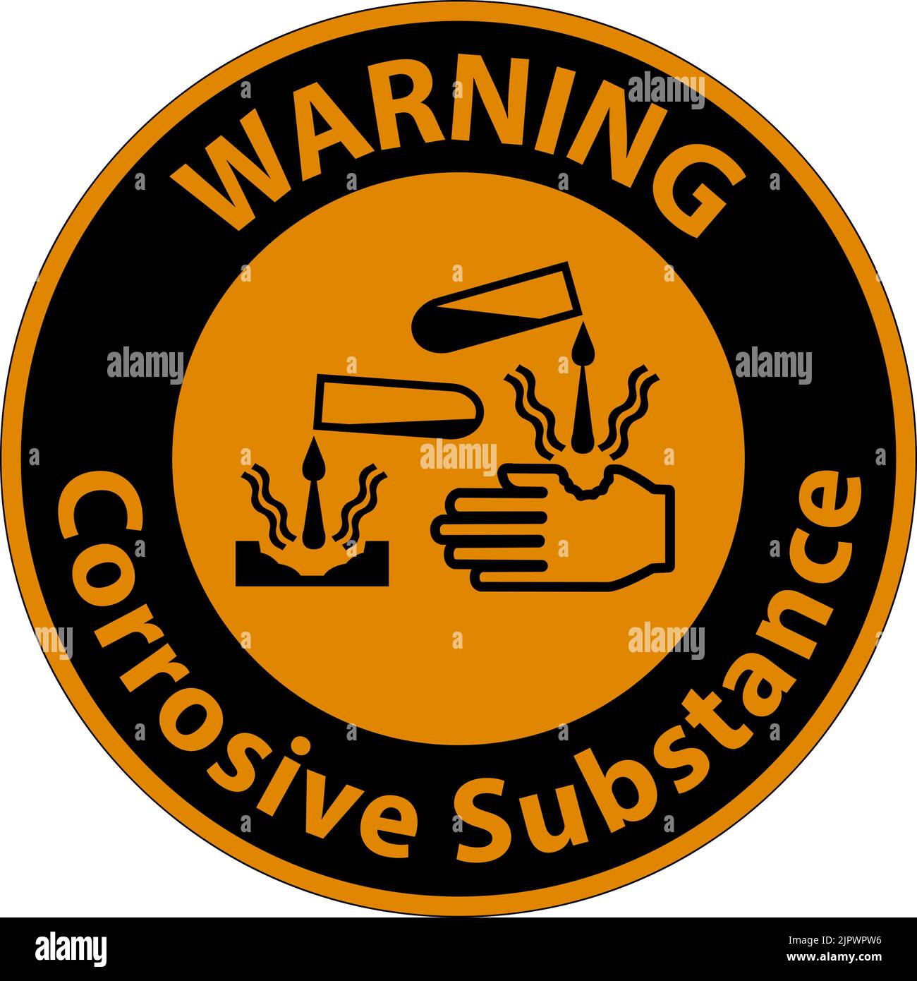 Warning Sign Corrosive Substance On White Background Stock Vector Image