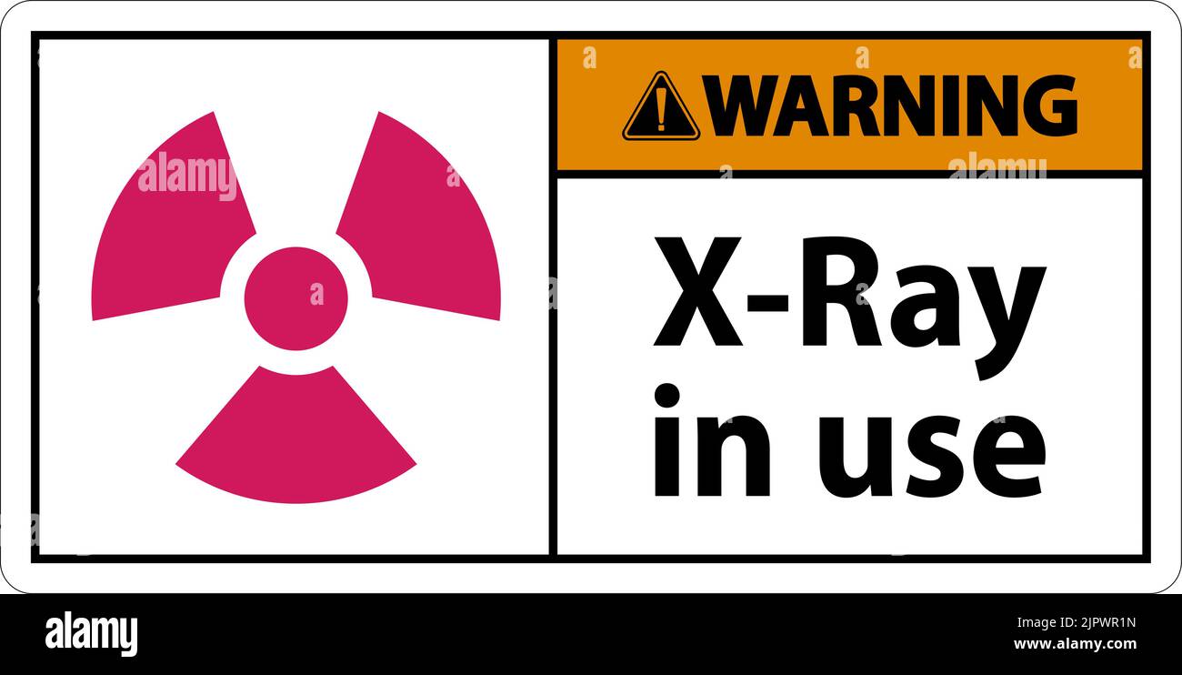 Warning Sign x-ray in use On White Background Stock Vector