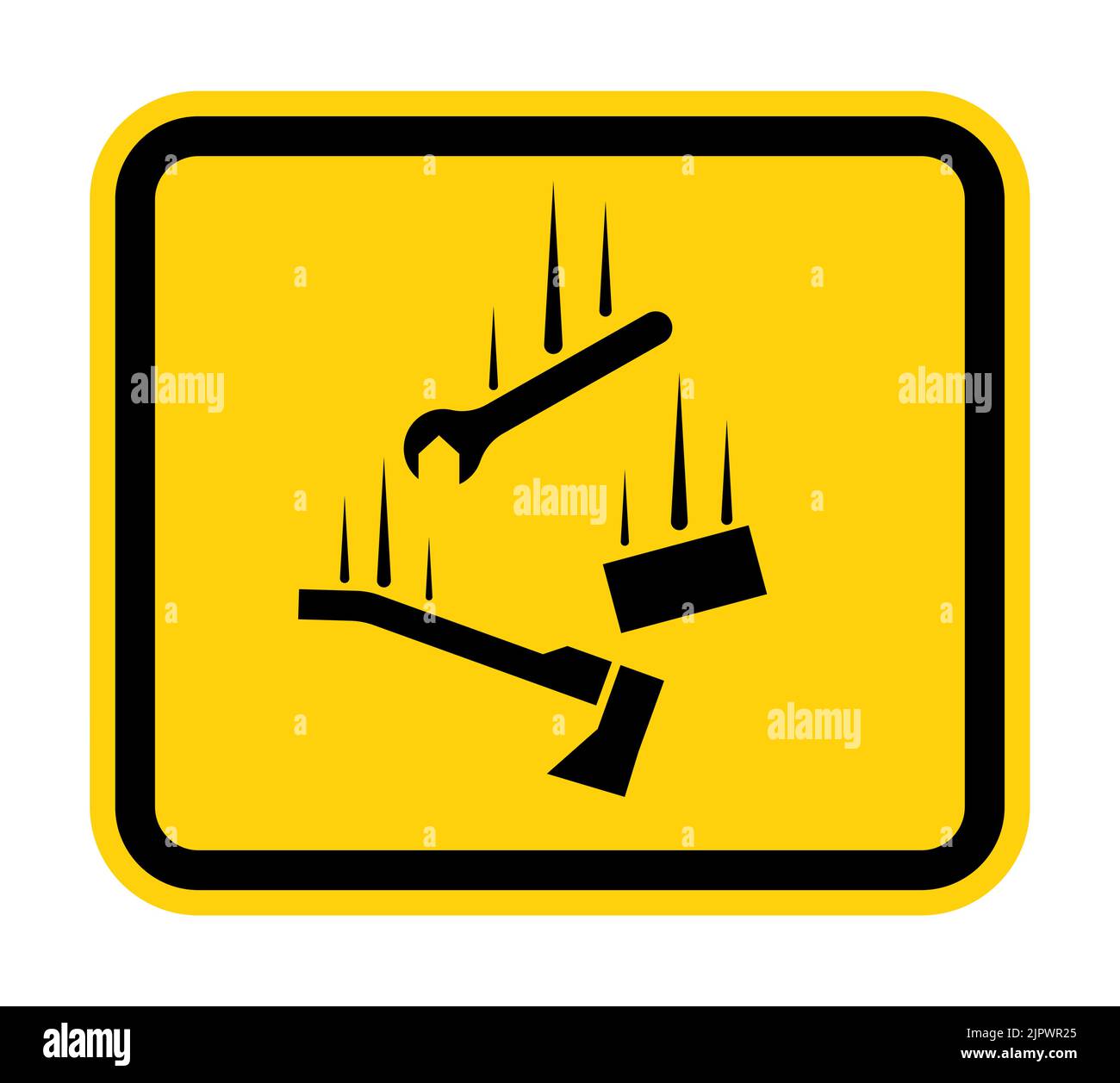 Watch for falling materials sign on white background Stock Vector Image ...