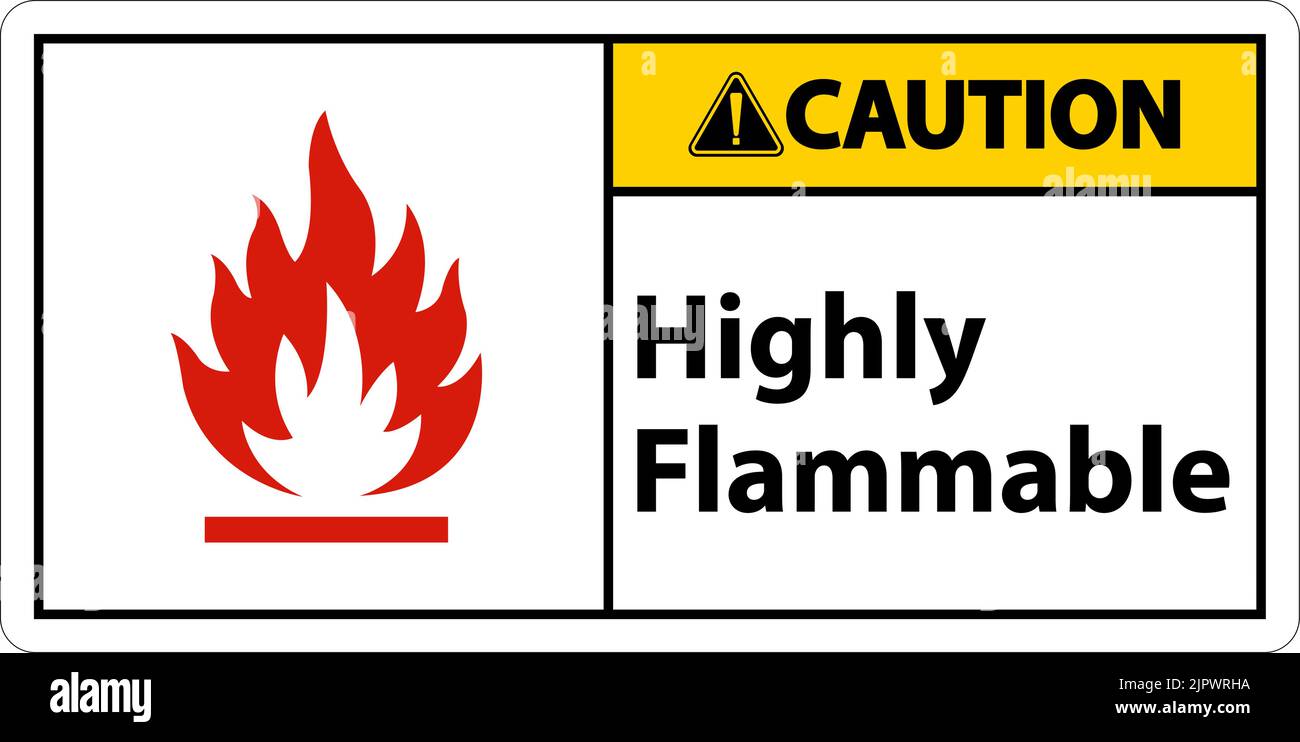 Caution Highly Flammable Sign On White Background Stock Vector
