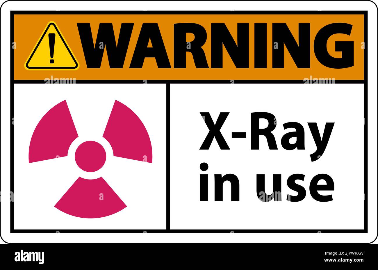 Warning Sign x-ray in use On White Background Stock Vector