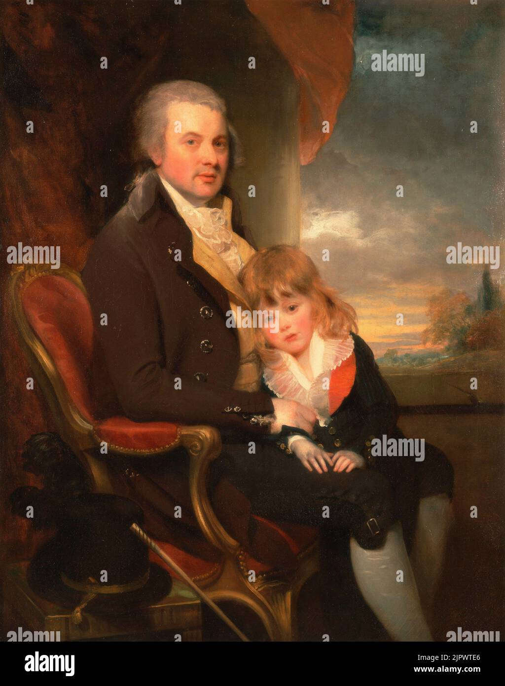 Edward George Lind and His Son, Montague by Sir William Beechey.  ca. 1800. Stock Photo