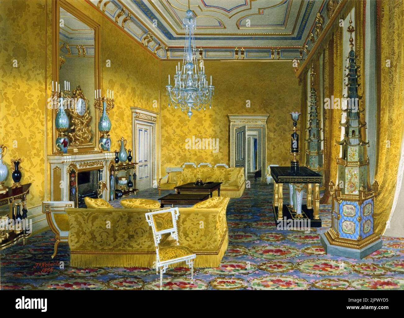 The Yellow Drawing Room at Buckingham Palace James Roberts Stock