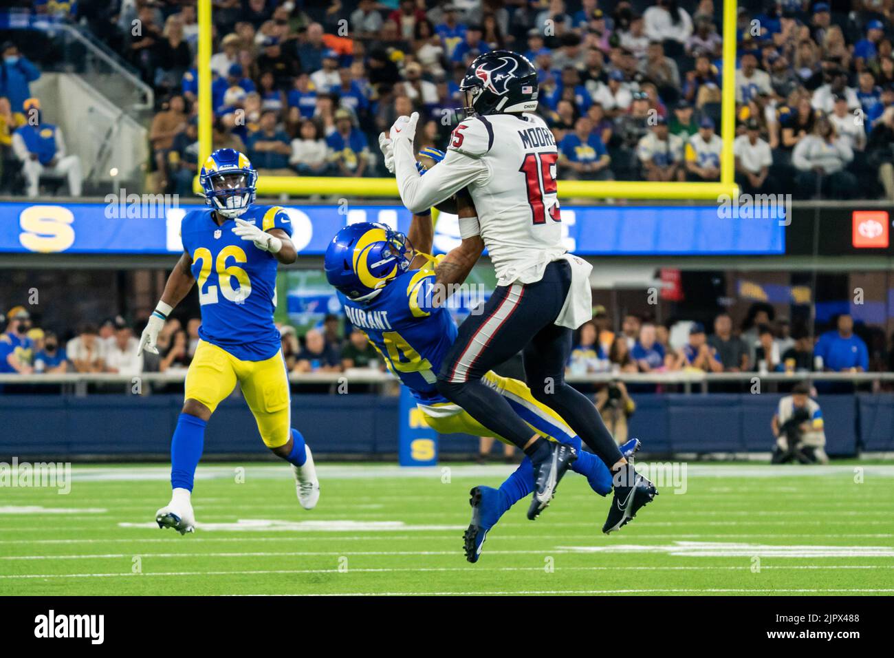 Los Angeles Rams cornerback Cobie Durant (14) breaks up a pass intended