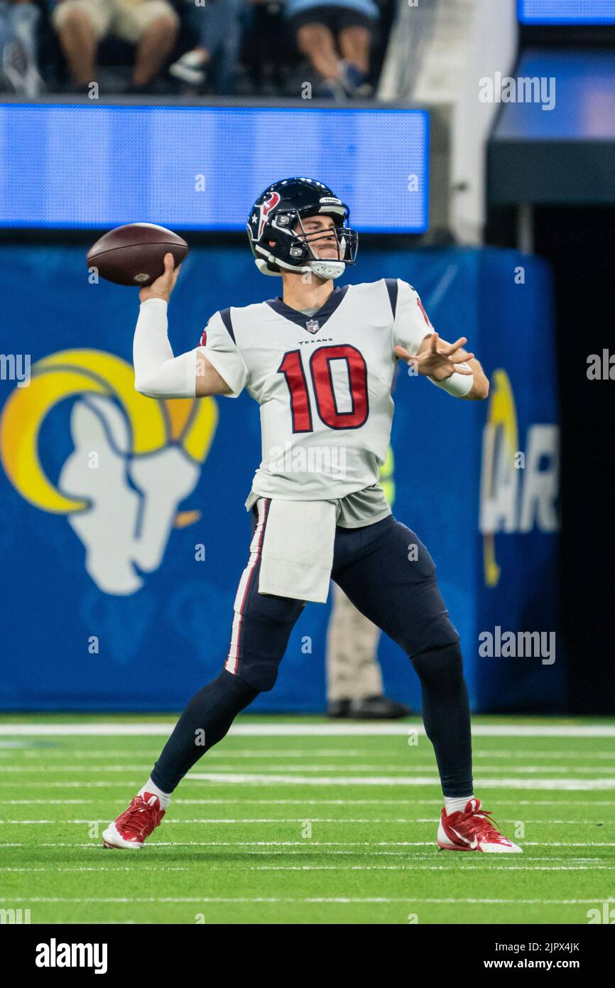 Houston Texans quarterback Davis Mills (10) throws during a NFL