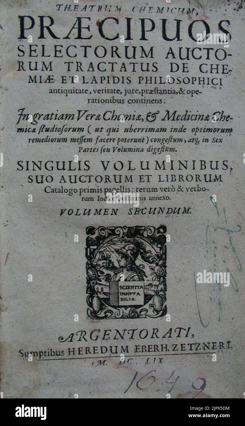 Theatrum Chemicum Vol II page 1 Stock Photo Alamy