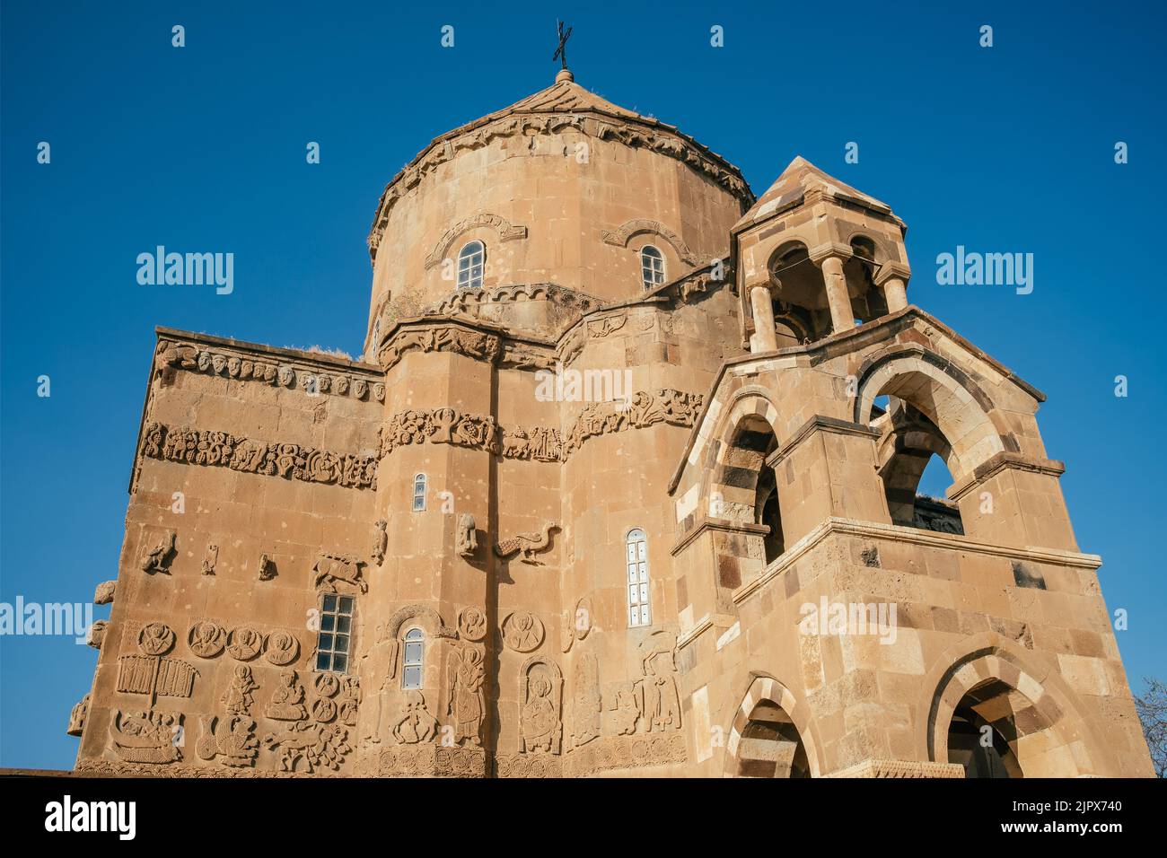 The Cathedral of the Holy Cross on Akdamar Island at Van lake in Eastern Anatolia, Turkey Stock Photo