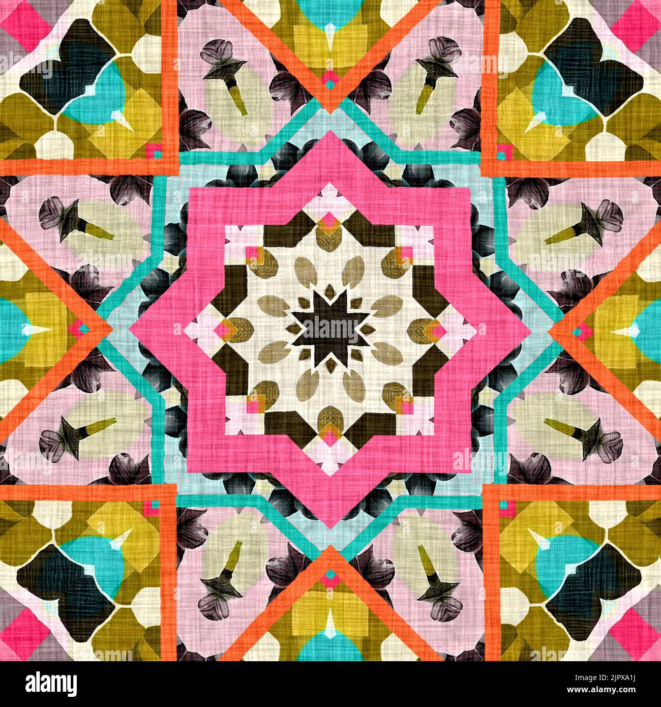 Kitsch pattern geometric retro design in seamless background. Trendy ...