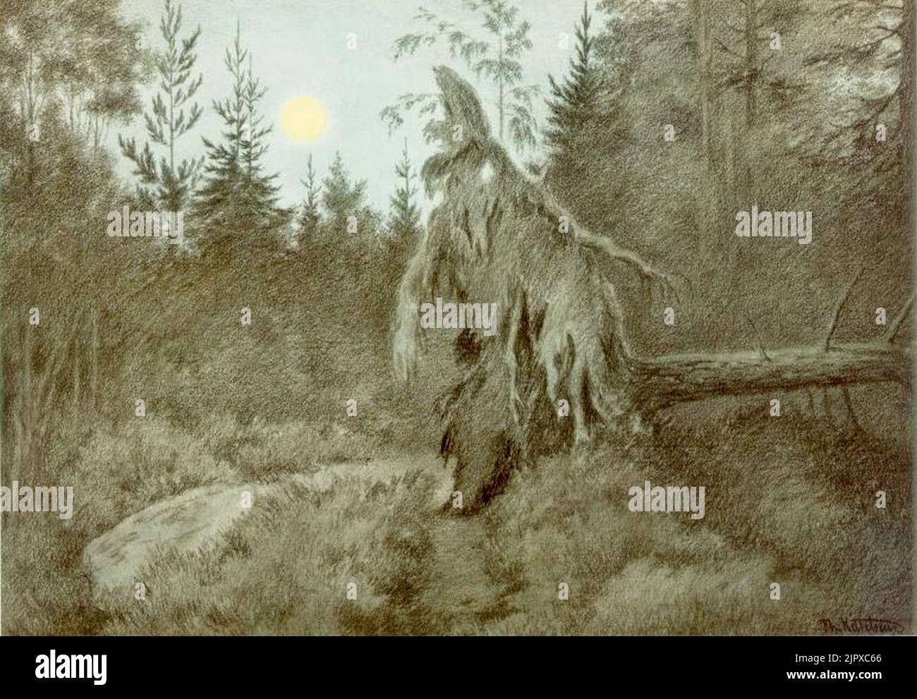 Theodor Kittelsen - Det rusler og tusler rasler og tasler, 1900 (Creepy, Crawly, Rustling, Bustling) Stock Photo