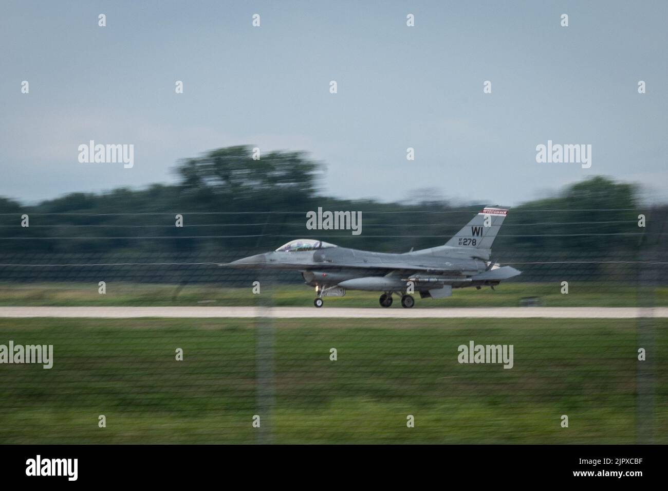 A U.S. Air Force F16 Fighting Falcon assigned to the 115th Fighter