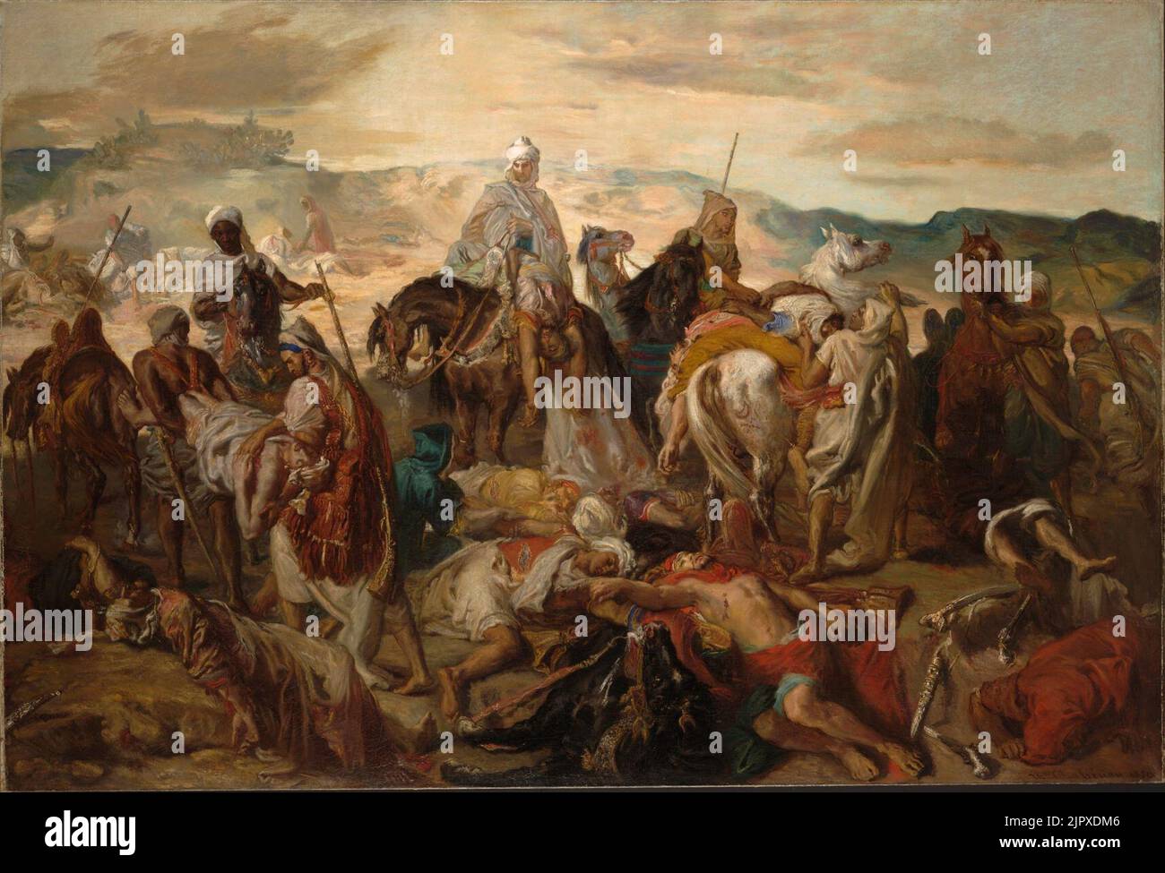 Théodore Chassériau - Arab Horsemen Carrying Away Their Dead Stock Photo