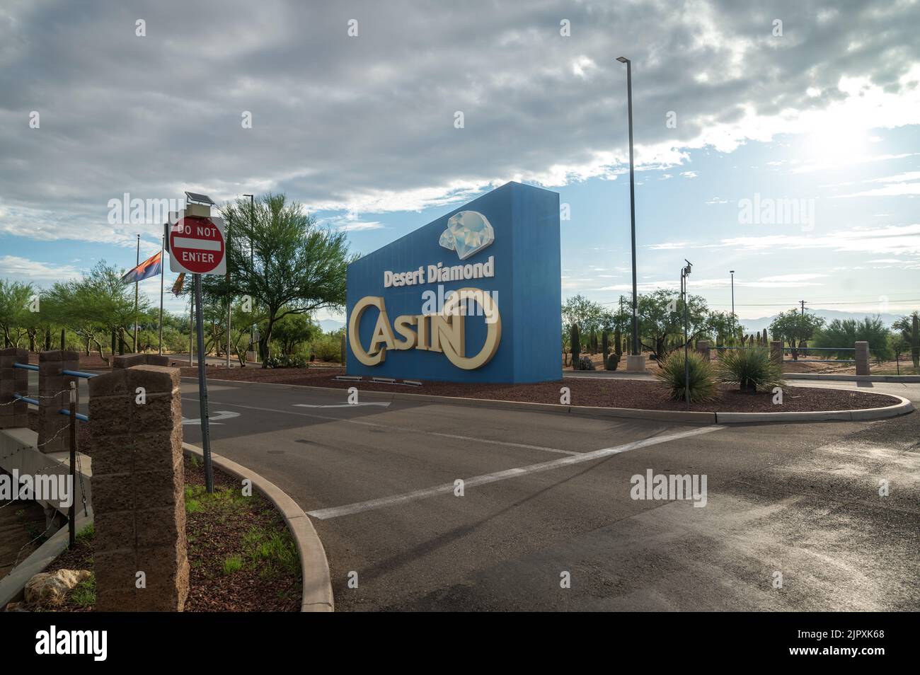 Welcome sign for Desert Diamond Casino near Tucson, Arizona Stock Photo