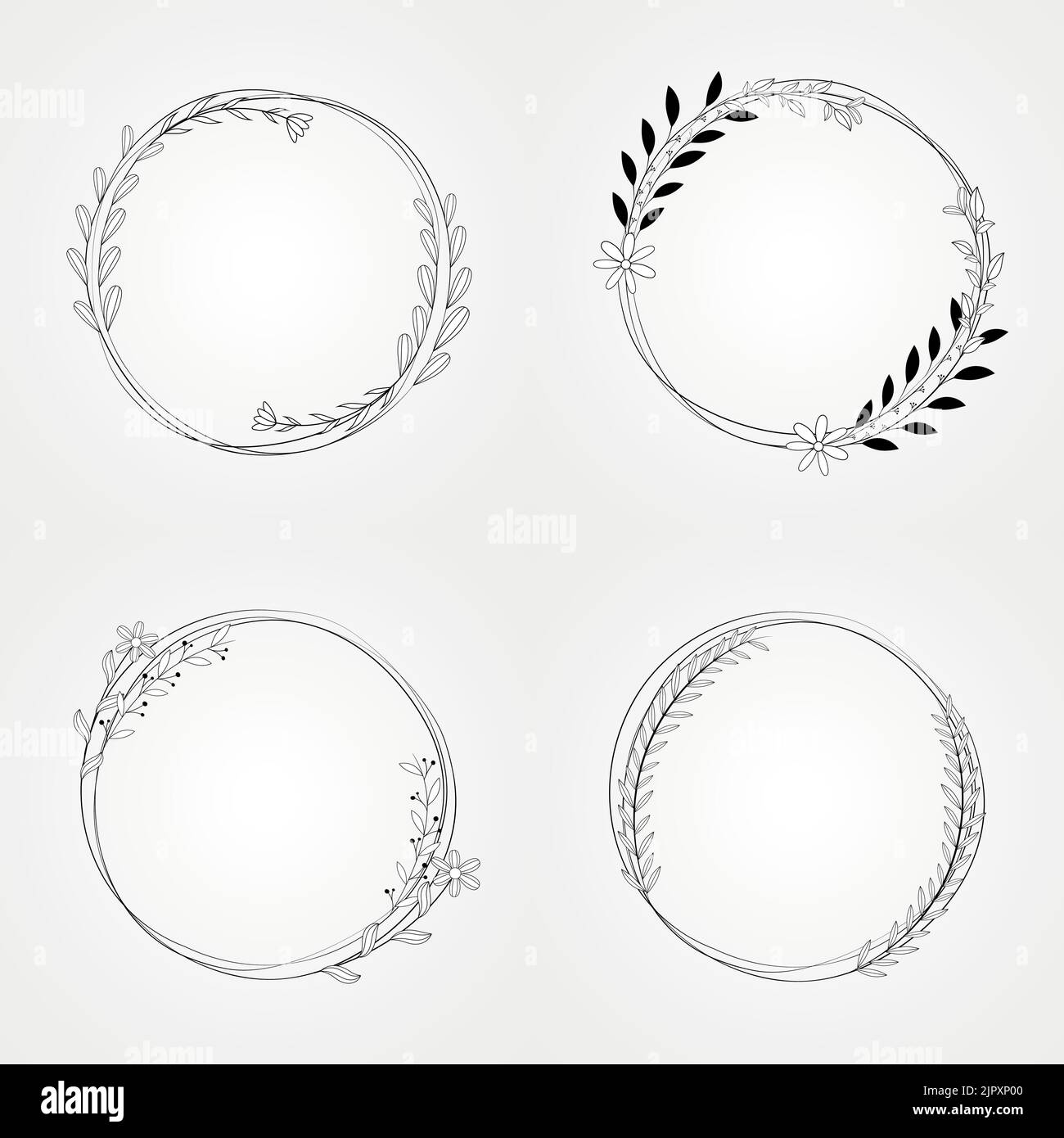set floral wreath botanical vector Stock Vector Image & Art - Alamy