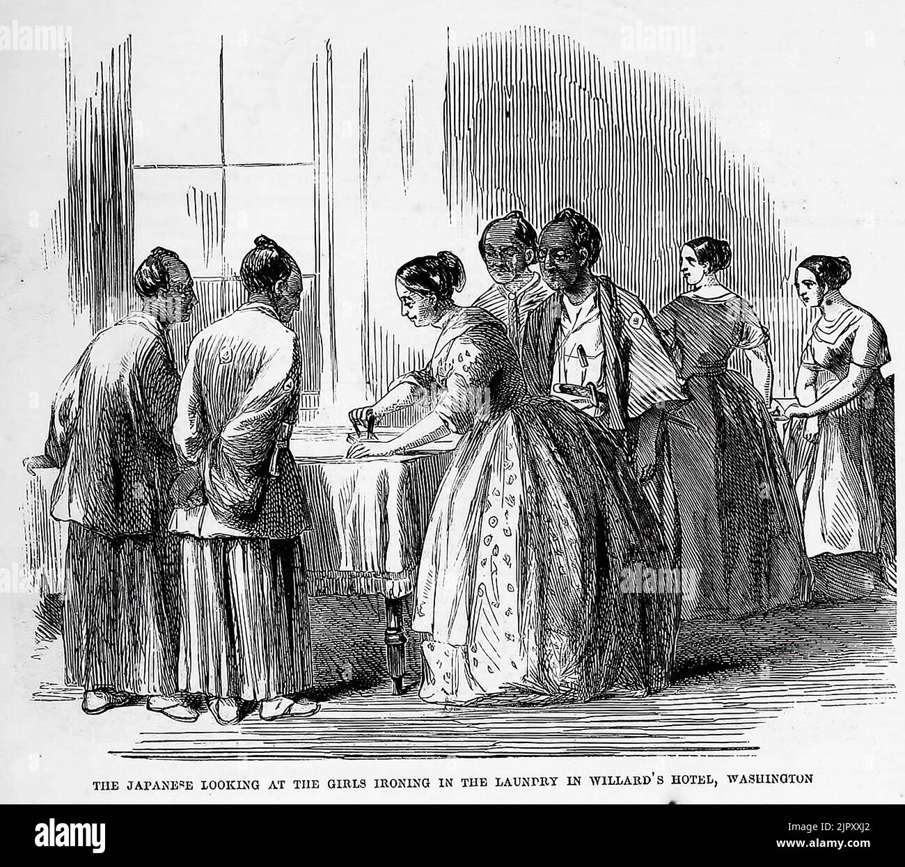 The Japanese looking at the girls ironing in the laundry in Willard's