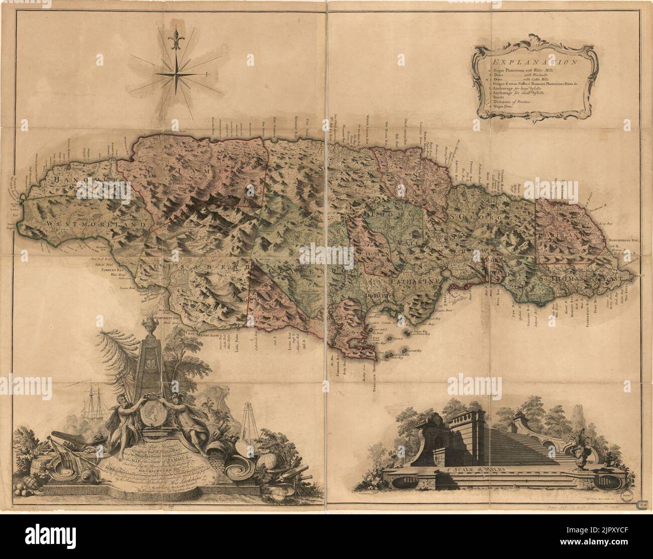 Vintage map of jamaica hi-res stock photography and images - Alamy
