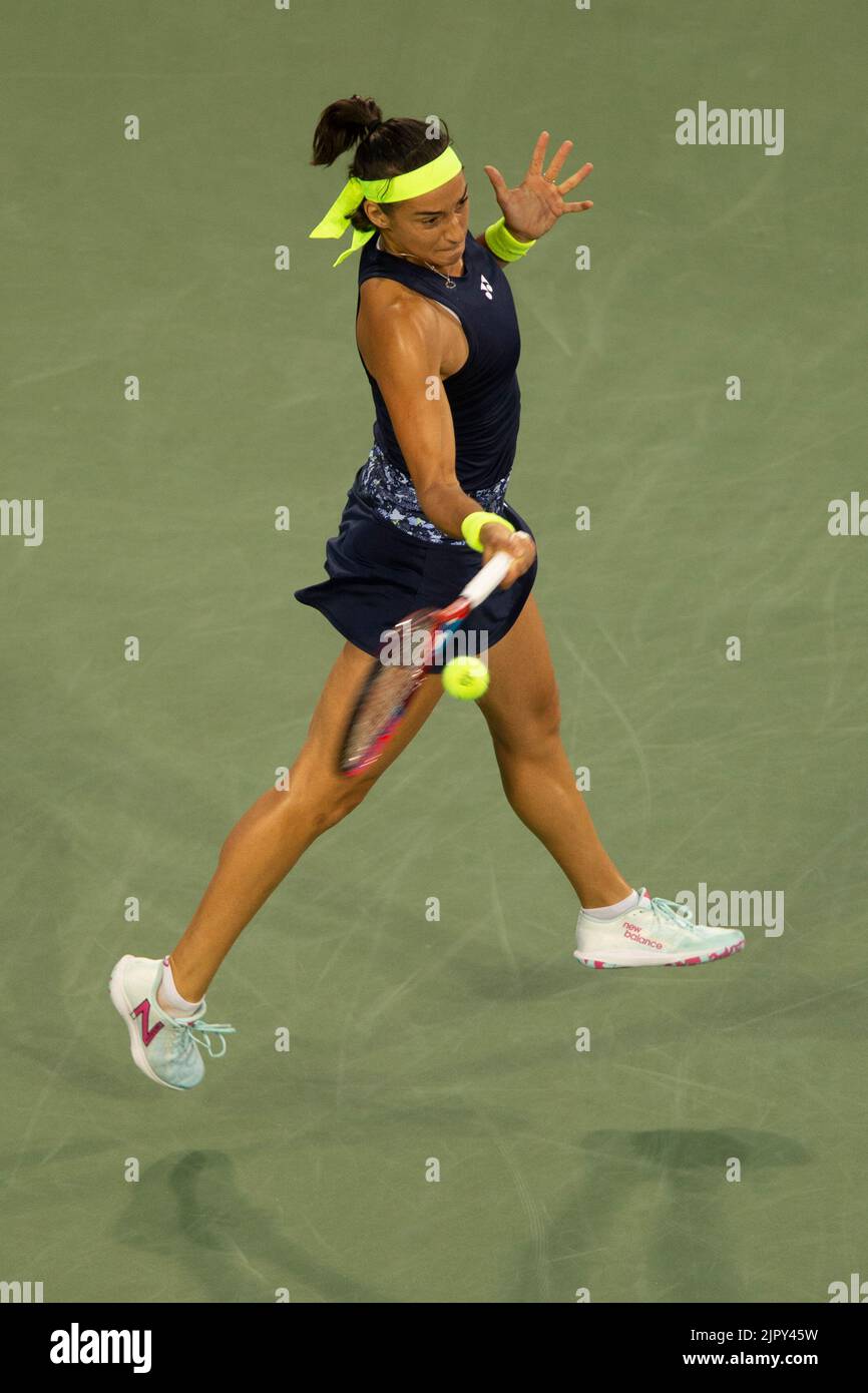 Mason, Ohio, USA. 19th Aug, 2022. Caroline Garcia plays a ball against Jessica Pegula during the Western and Southern Open tennis tournament. (Credit Image: © Wally Nell/ZUMA Press Wire) Stock Photo