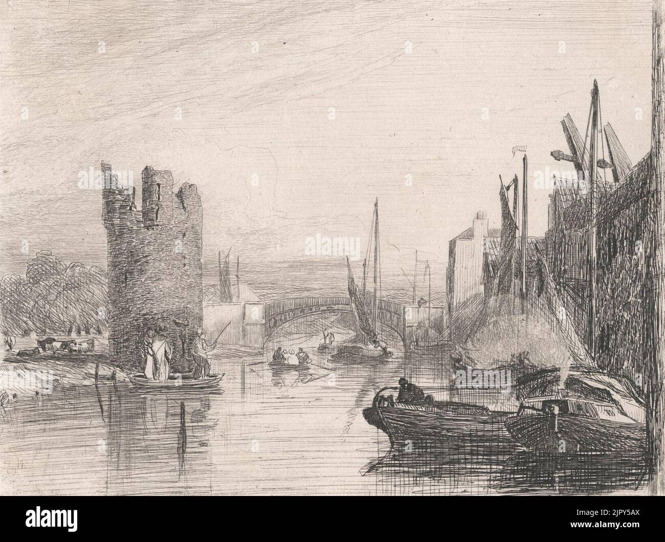 Thomas Lound - Devil's Tower Looking towards Carrow Bridge from Norwich ...