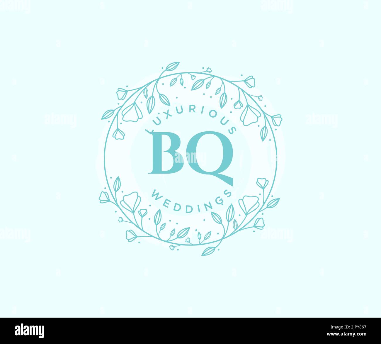 BQ Initials letter Wedding monogram logos template, hand drawn modern ...