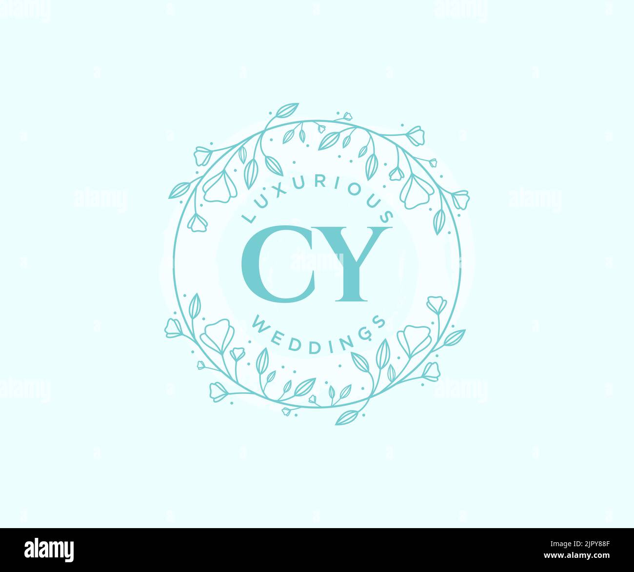 CY Initials letter Wedding monogram logos template, hand drawn modern minimalistic and floral templates for Invitation cards, Save the Date, elegant Stock Vector