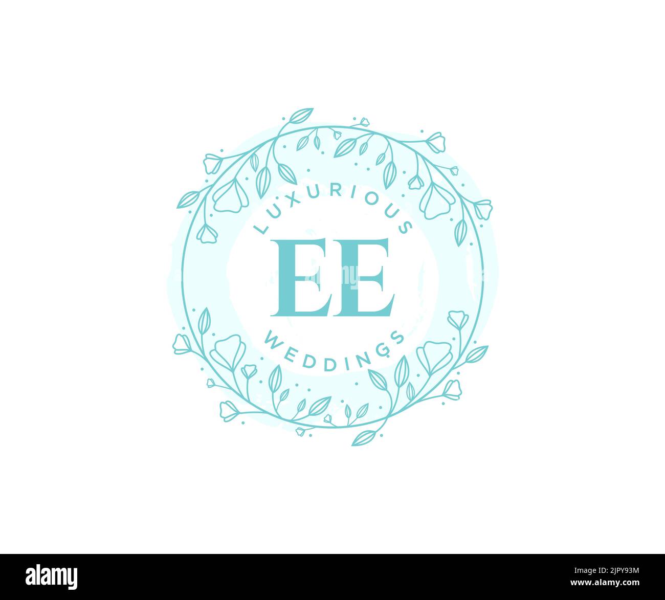 EE Initials letter Wedding monogram logos template, hand drawn modern minimalistic and floral templates for Invitation cards, Save the Date, elegant Stock Vector