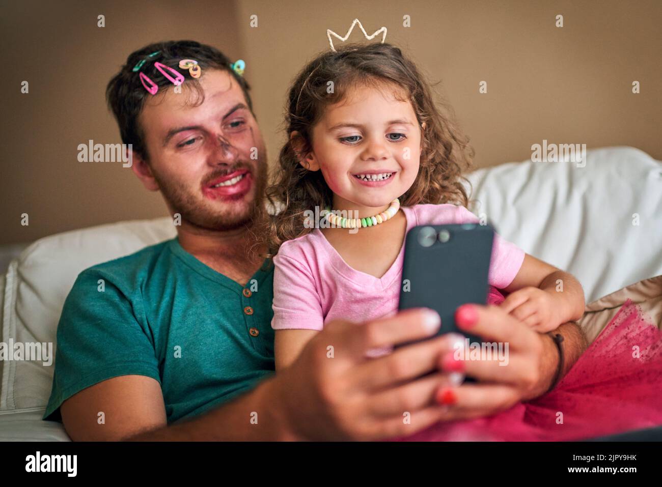 Shes Given Dad A Real Makeover A Father And His Little Daughter Taking A Selfie Together While