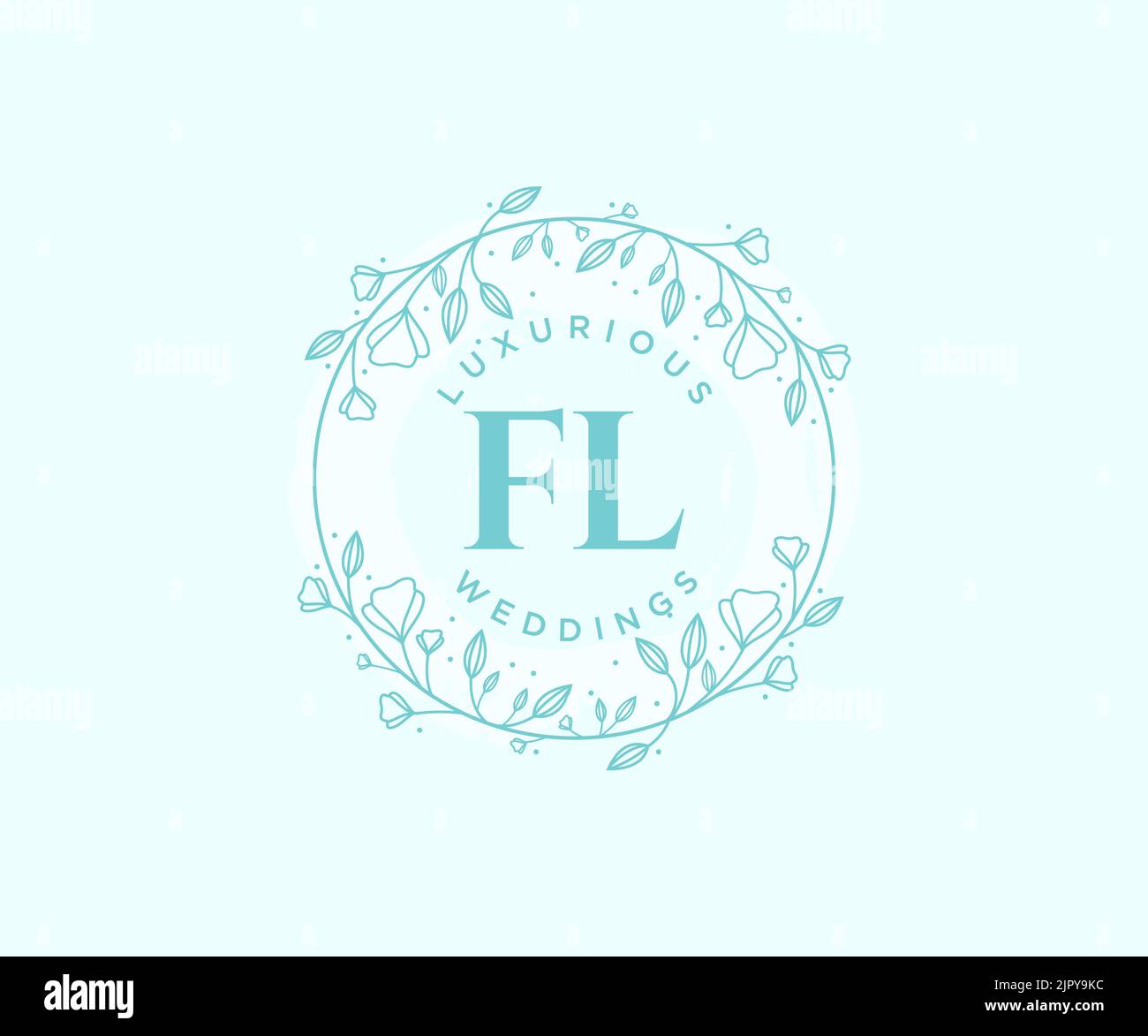 FL Initials letter Wedding monogram logos template, hand drawn modern minimalistic and floral templates for Invitation cards, Save the Date, elegant Stock Vector