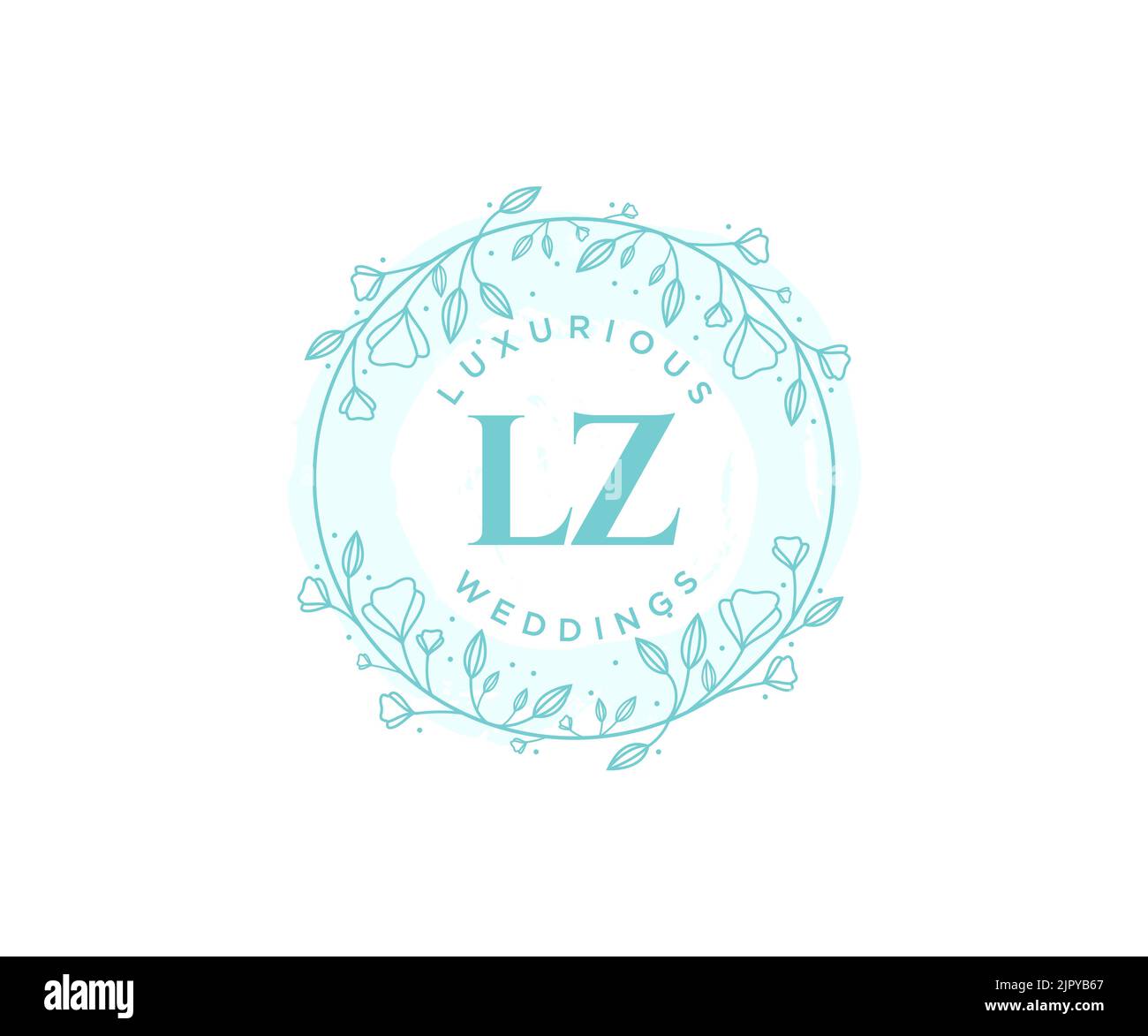 LZ Initials letter Wedding monogram logos template, hand drawn modern minimalistic and floral templates for Invitation cards, Save the Date, elegant Stock Vector