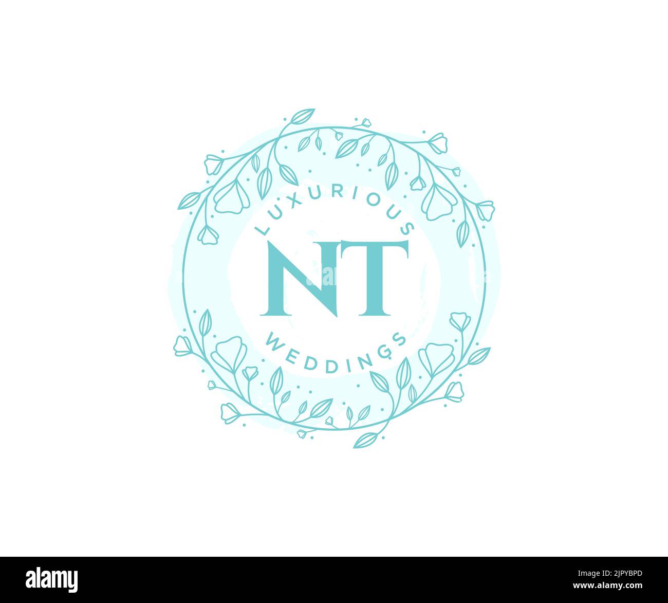 NT Initials letter Wedding monogram logos template, hand drawn modern minimalistic and floral templates for Invitation cards, Save the Date, elegant Stock Vector