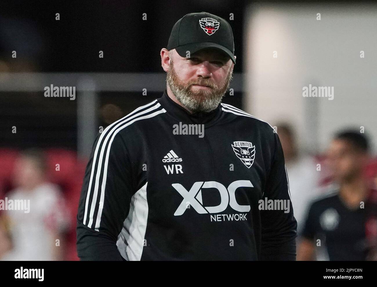 WASHINGTON, DC, USA - 20 AUGUST 2022: DC United coach Wayne Rooney leaves the pitch after his team lost 6-0 during a MLS match between D.C United and the Philadelphia Union on August 20, 2022, at Audi Field, in Washington, DC. (Photo by Tony Quinn-Alamy Live News) Stock Photo