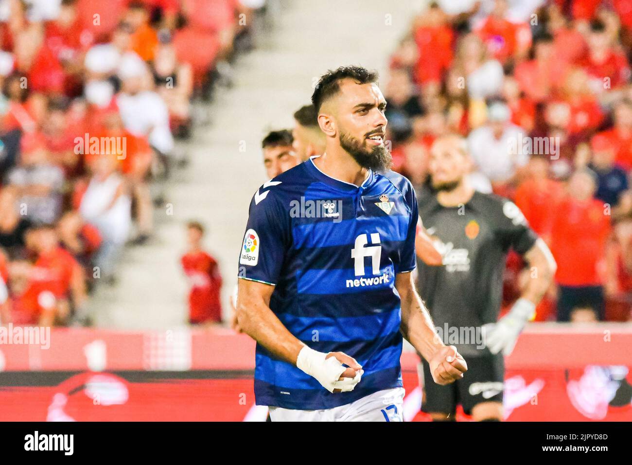 MALLORCA, SPAIN - AUGUST 20: Borja Iglesias of Real Betis celebration in the match between RCD Mallorca and Real Betis of La Liga Santander on August 20, 2022 at Visit Mallorca Stadium Son Moix in Mallorca, Spain. (Photo by Samuel Carreño/PxImages) Stock Photo