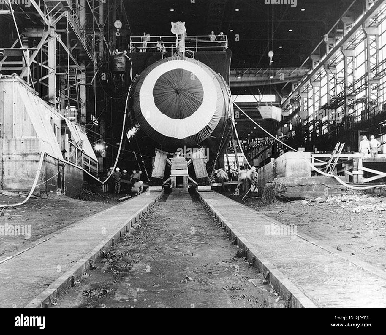 Thresher on the greased building ways Stock Photo Alamy