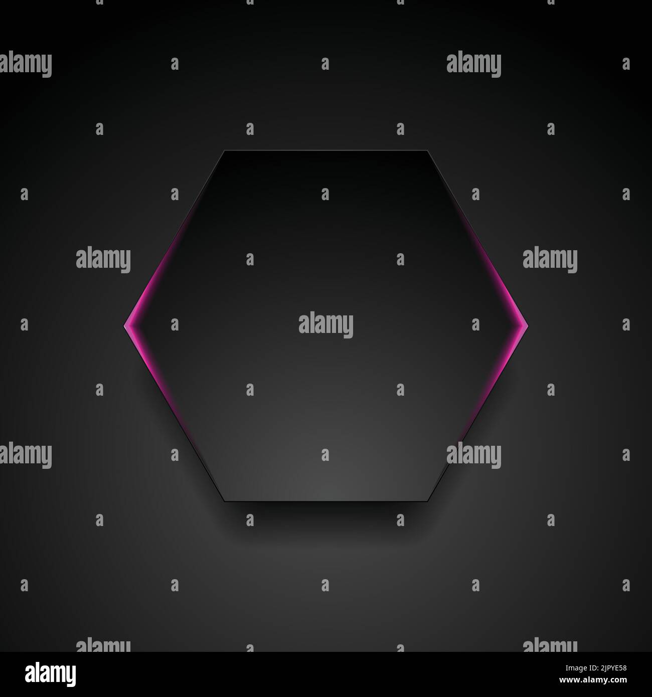 Black hexagon with glowing purple light abstract background. Vector ...
