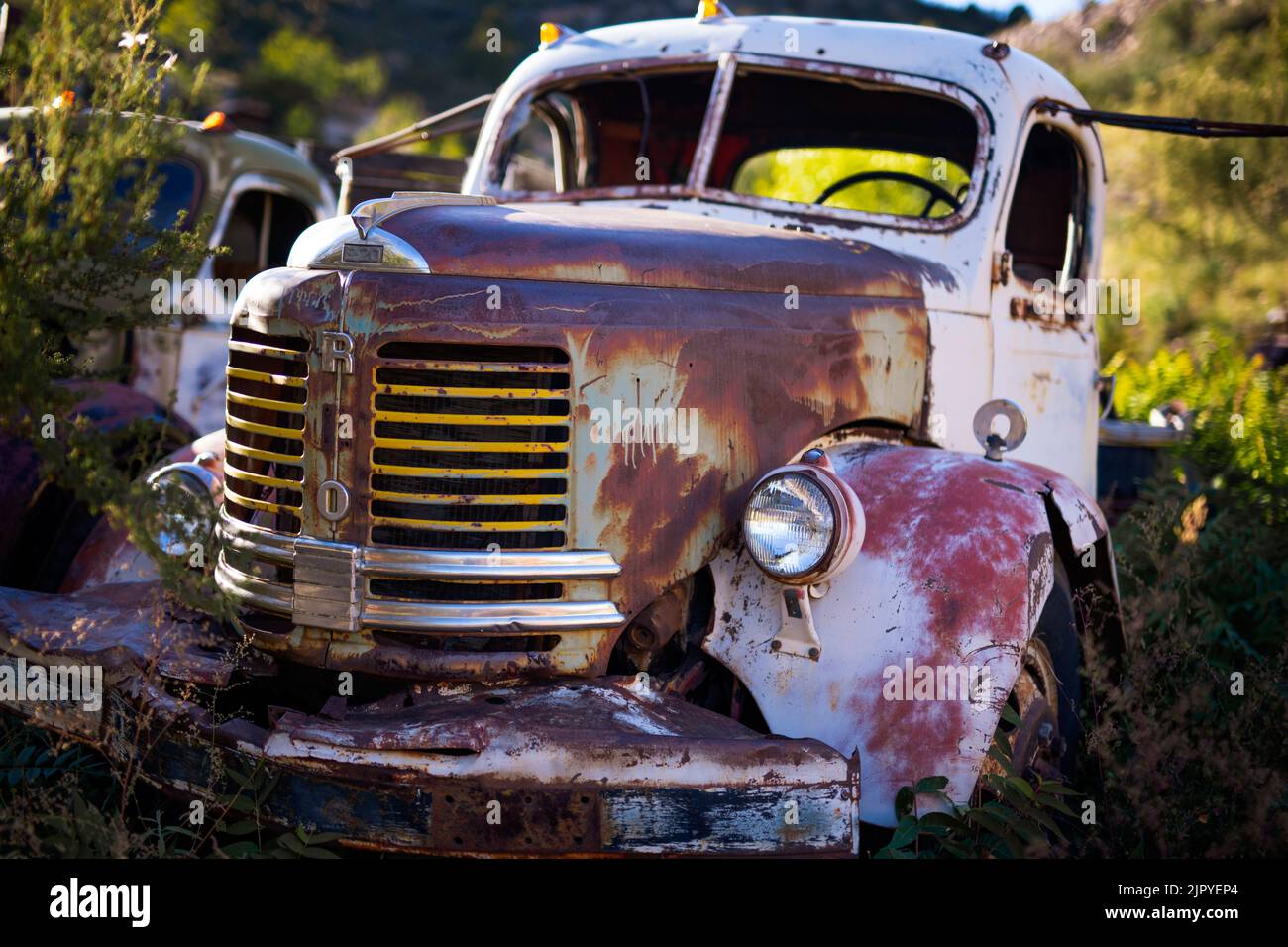 Old rusted truck in a field Stock Photo - Alamy