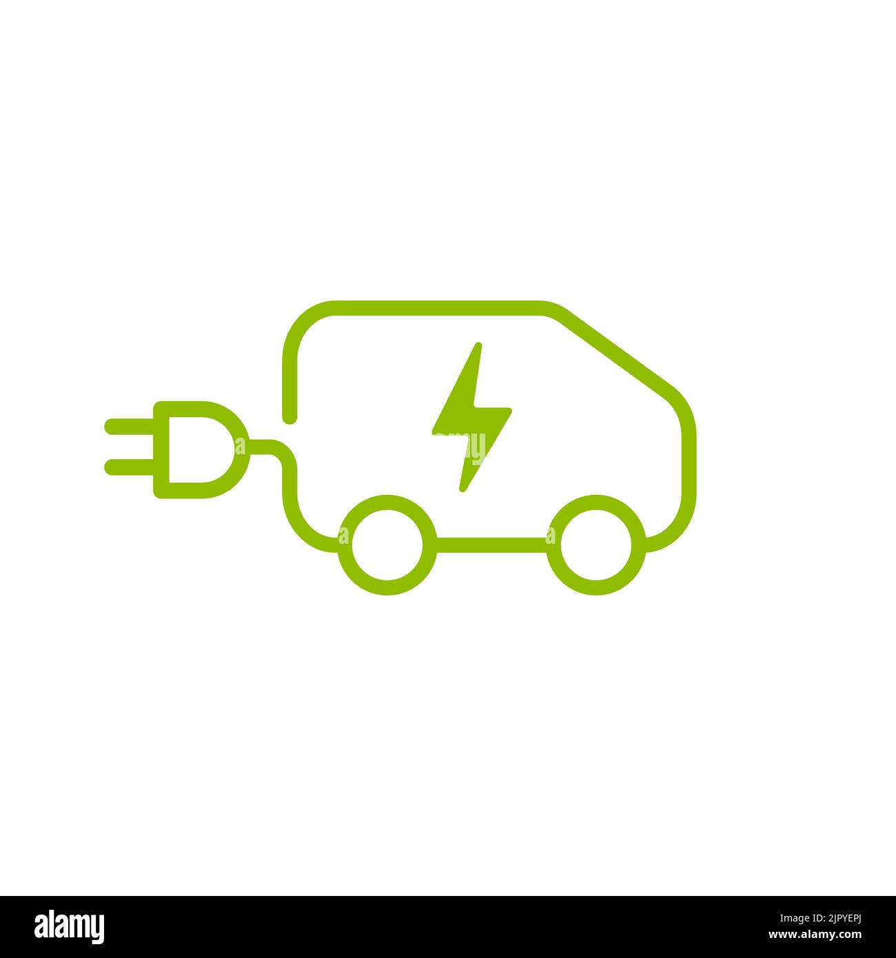 Electric car with plug icon symbol, EV car, Eco friendly vehicle vector. Stock Vector