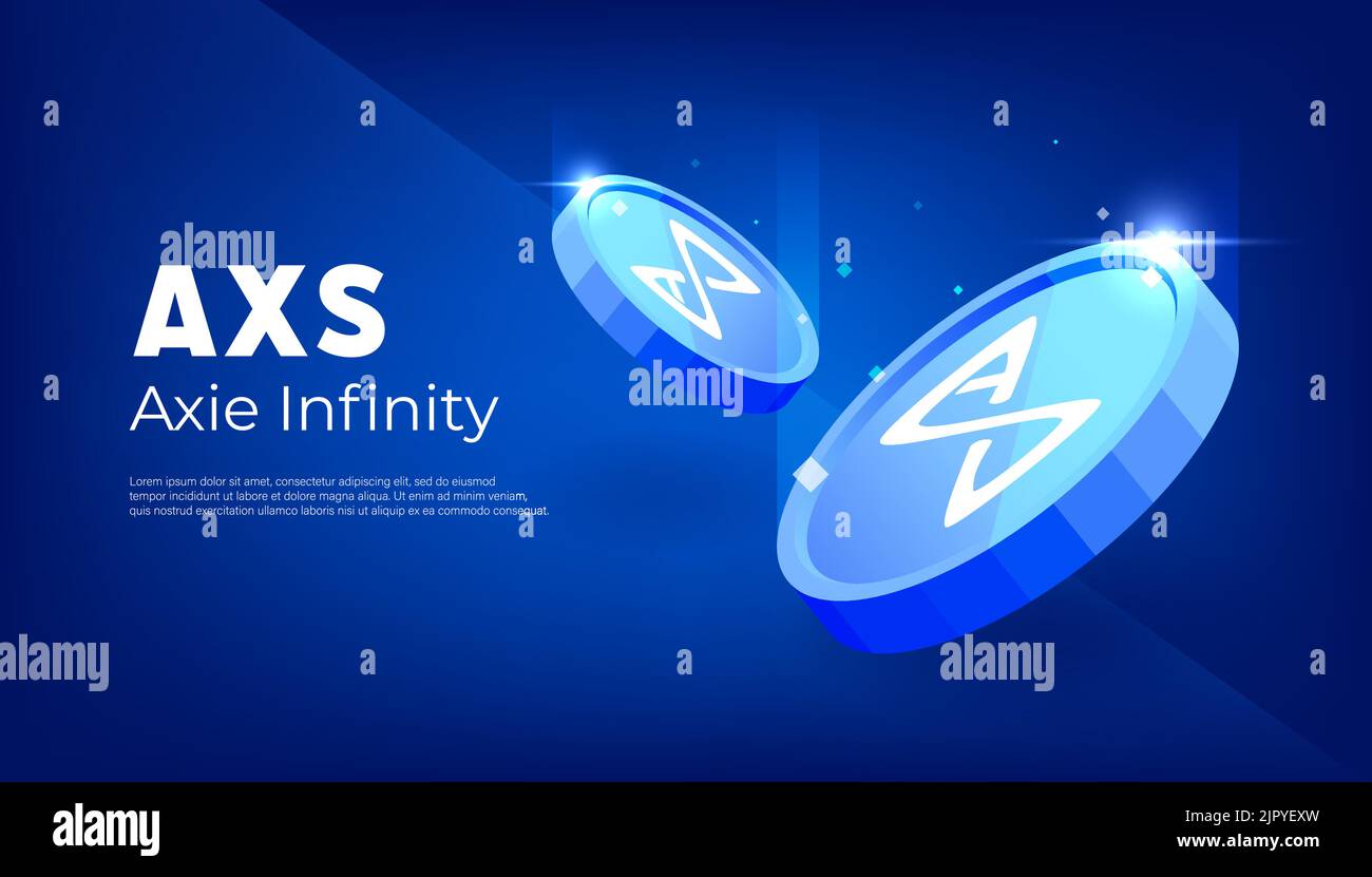 Axie Infinity AXS token banner. AXS coin cryptocurrency concept banner