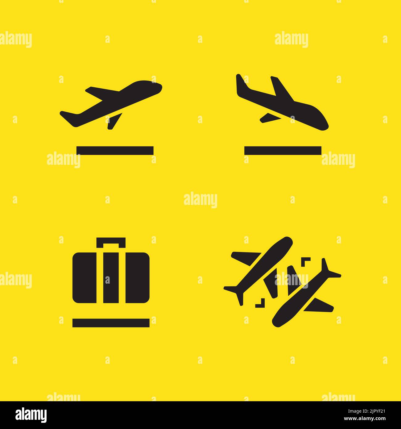 Airport icons set, departures, arrivals, baggage, transfer. vector Stock Vector