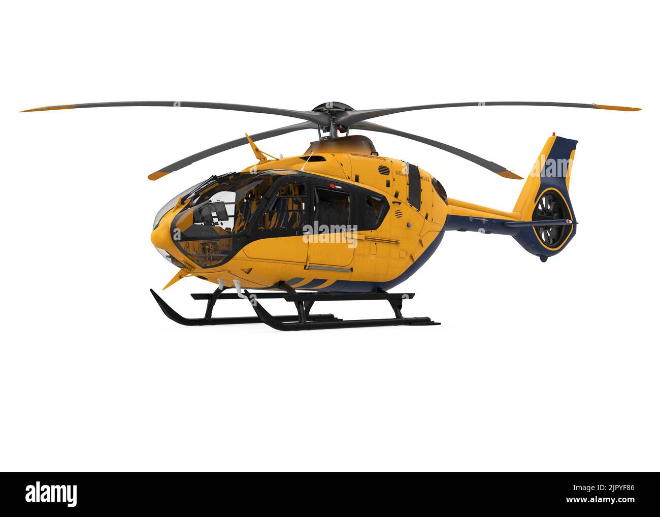 Yellow Helicopter Isolated Stock Photo Alamy